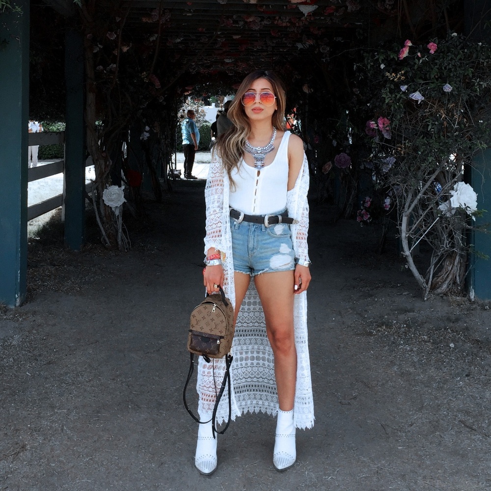 H&M Crotchet Coachella Jacket Duster White